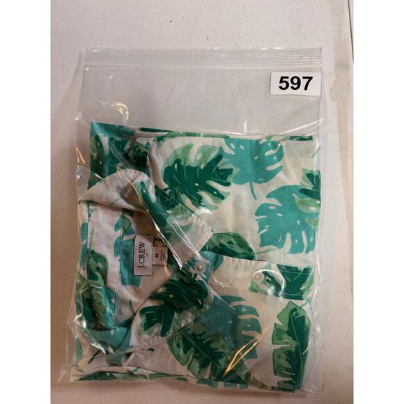 J. CREW 100% Cotton Button Down Shirt Sz M Tropical Print Palm Leaf Beach Resort - Picture 11 of 11